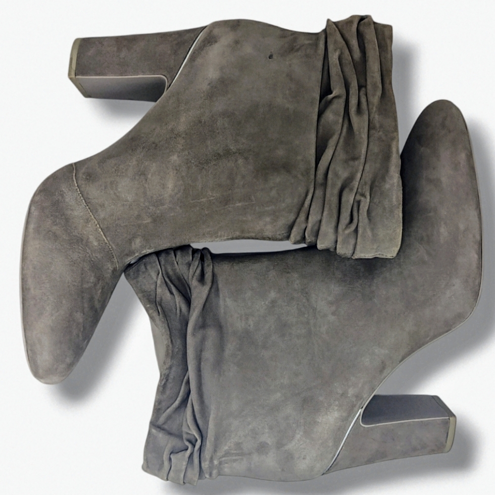 DKNY | Sabel Grey Suede Ultra High Ankle Bootie Heels Women's Size 10 - Picture 6 of 9